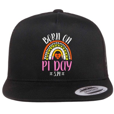 Born On Pi Day 314 Birthday Geeky Math Funny Pi Day Great Gift Flat Bill Trucker Hat