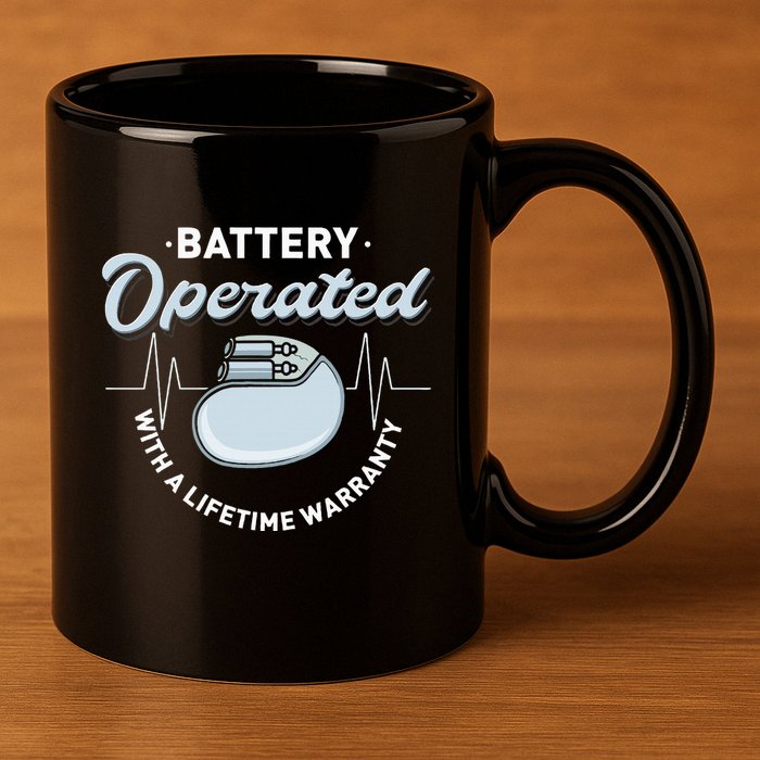 Battery Operated Pacemaker Recipient Heart Attack Survivor 11oz C Handle Ceramic Mug