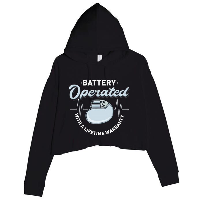 Battery Operated Pacemaker Recipient Heart Attack Survivor Crop Fleece Hoodie