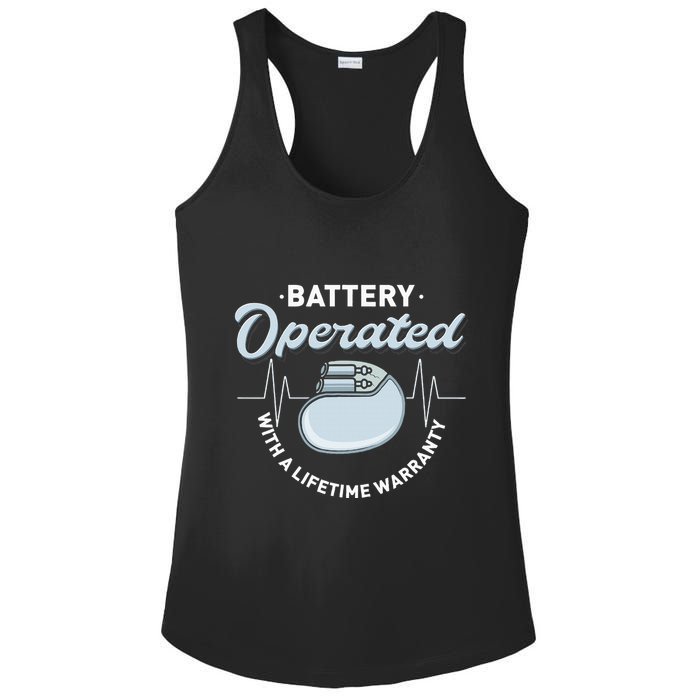Battery Operated Pacemaker Recipient Heart Attack Survivor Ladies PosiCharge Competitor Racerback Tank