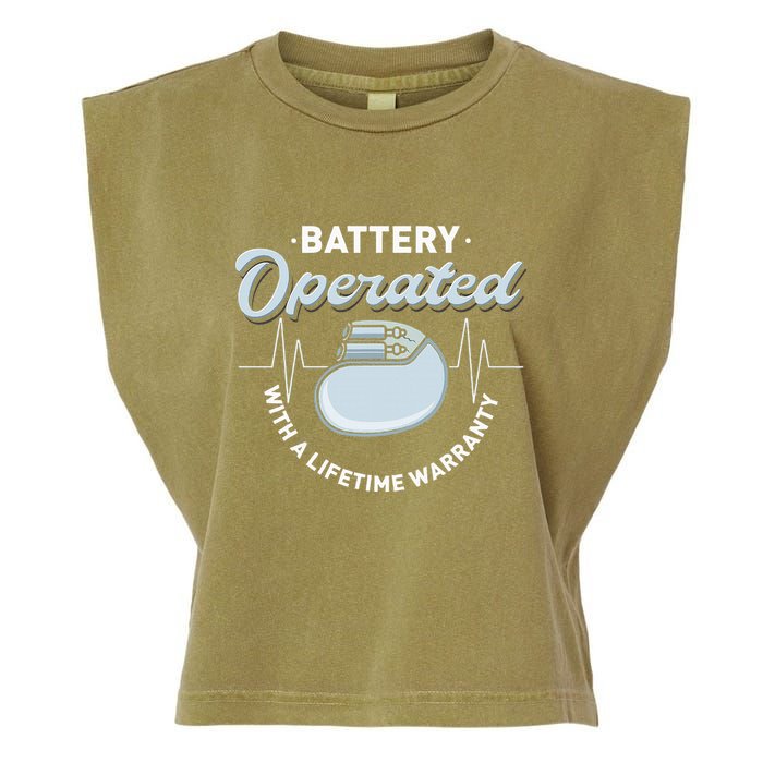 Battery Operated Pacemaker Recipient Heart Attack Survivor Garment-Dyed Women's Muscle Tee
