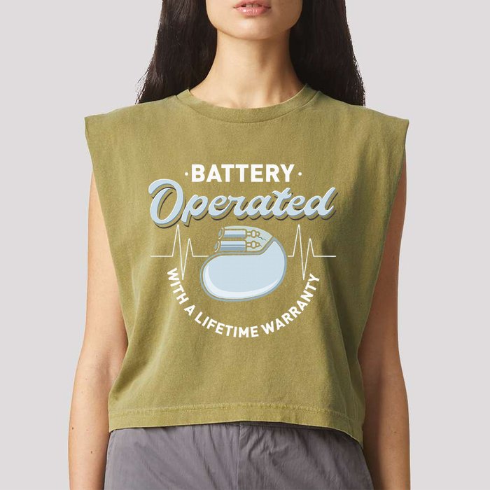 Battery Operated Pacemaker Recipient Heart Attack Survivor Garment-Dyed Women's Muscle Tee
