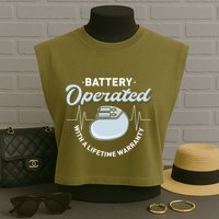 Battery Operated Pacemaker Recipient Heart Attack Survivor Garment-Dyed Women's Muscle Tee