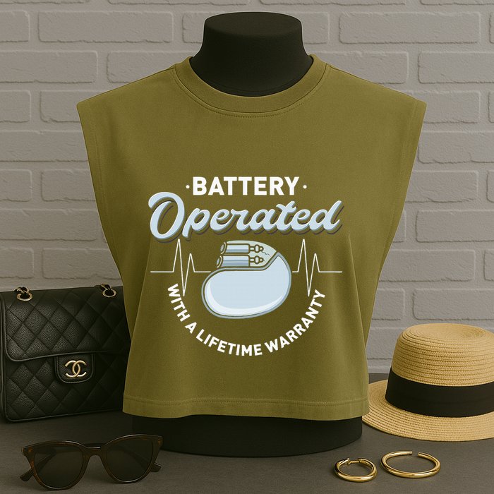 Battery Operated Pacemaker Recipient Heart Attack Survivor Garment-Dyed Women's Muscle Tee