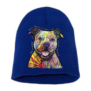 Beware Of Pit Bulls Dean Russo Pitbull Original Dog Lover Great Gift Short Acrylic Beanie