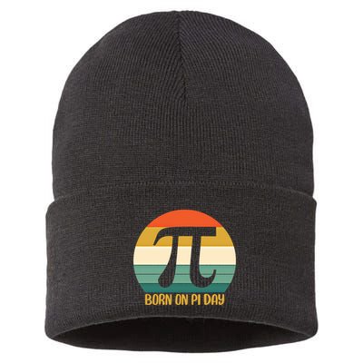 Born On Pi Day March 14 Math Geek Funny Design Meaningful Gift Sustainable Knit Beanie