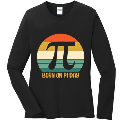 Born On Pi Day March 14 Math Geek Funny Design Meaningful Gift Ladies Long Sleeve Shirt