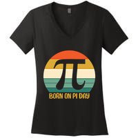 Born On Pi Day March 14 Math Geek Funny Design Meaningful Gift Women's V-Neck T-Shirt