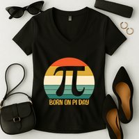 Born On Pi Day March 14 Math Geek Funny Design Meaningful Gift Women's V-Neck T-Shirt