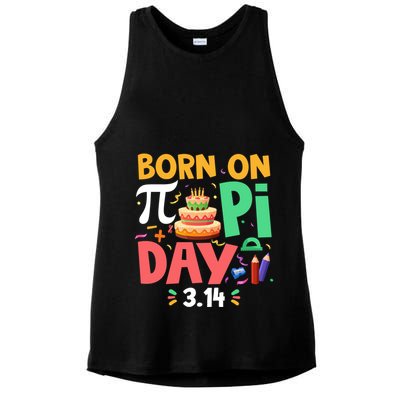 Born On Pi Day 3 14 Pi Symbol Mathematic Math Lover Birthday Meaningful Gift Ladies PosiCharge Tri-Blend Wicking Tank