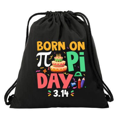 Born On Pi Day 3 14 Pi Symbol Mathematic Math Lover Birthday Meaningful Gift Drawstring Bag