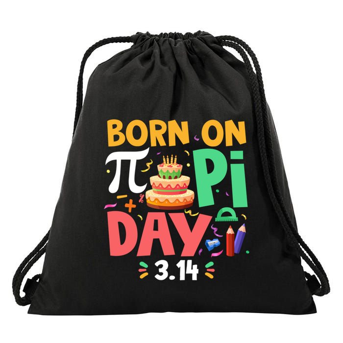 Born On Pi Day 3 14 Pi Symbol Mathematic Math Lover Birthday Meaningful Gift Drawstring Bag