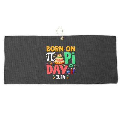 Born On Pi Day 3 14 Pi Symbol Mathematic Math Lover Birthday Meaningful Gift Large Microfiber Waffle Golf Towel