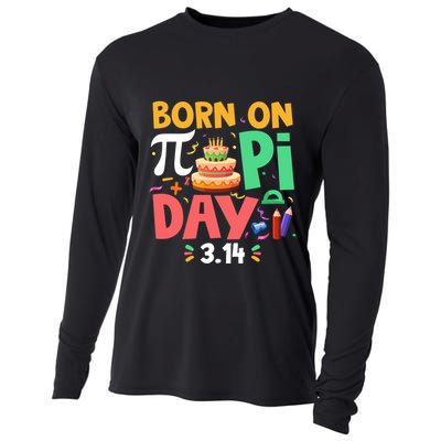 Born On Pi Day 3 14 Pi Symbol Mathematic Math Lover Birthday Meaningful Gift Cooling Performance Long Sleeve Crew