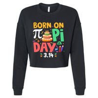 Born On Pi Day 3 14 Pi Symbol Mathematic Math Lover Birthday Meaningful Gift Cropped Pullover Crew