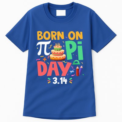 Born On Pi Day 3 14 Pi Symbol Mathematic Math Lover Birthday Meaningful Gift Tall T-Shirt