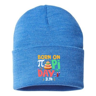Born On Pi Day 3 14 Pi Symbol Mathematic Math Lover Birthday Meaningful Gift Sustainable Knit Beanie