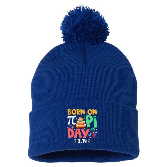 Born On Pi Day 3 14 Pi Symbol Mathematic Math Lover Birthday Meaningful Gift Pom Pom 12in Knit Beanie