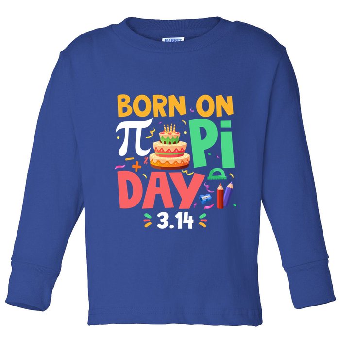 Born On Pi Day 3 14 Pi Symbol Mathematic Math Lover Birthday Meaningful Gift Toddler Long Sleeve Shirt