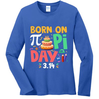 Born On Pi Day 3 14 Pi Symbol Mathematic Math Lover Birthday Meaningful Gift Ladies Long Sleeve Shirt