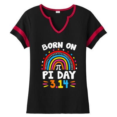 Born On Pi Day Pi Day Math Teacher Ladies Halftime Notch Neck Tee