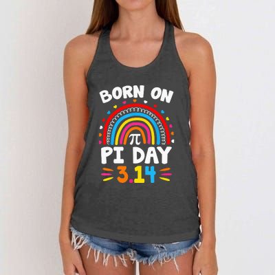 Born On Pi Day Pi Day Math Teacher Women's Knotted Racerback Tank