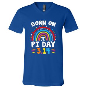 Born On Pi Day Pi Day Math Teacher V-Neck T-Shirt