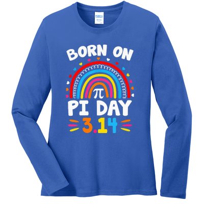 Born On Pi Day Pi Day Math Teacher Ladies Long Sleeve Shirt