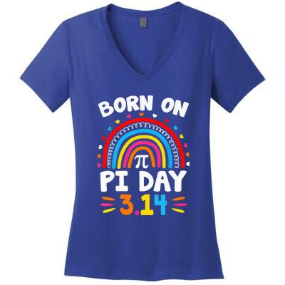 Born On Pi Day Pi Day Math Teacher Women's V-Neck T-Shirt