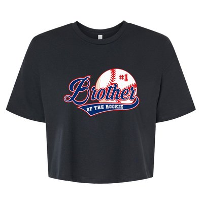 Brother Of Rookie 1st Birthday Baseball Theme Matching Party Bella+Canvas Jersey Crop Tee