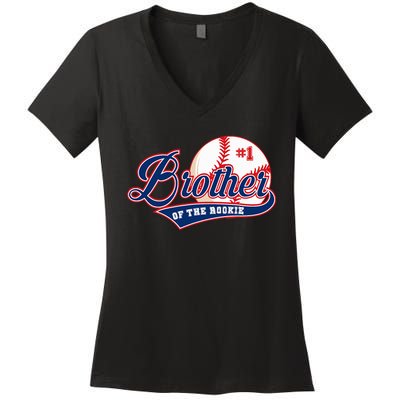 Brother Of Rookie 1st Birthday Baseball Theme Matching Party Women's V-Neck T-Shirt