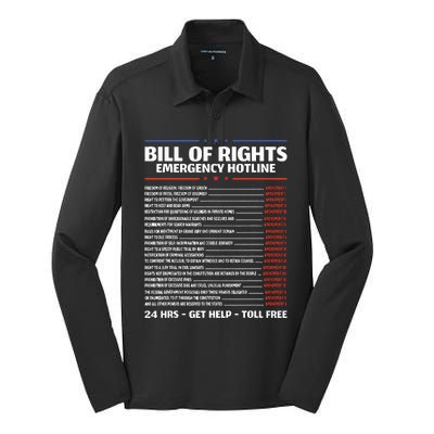 Bill Of Rights Emergency Hotline Amendments Of Constitution Silk Touch Performance Long Sleeve Polo