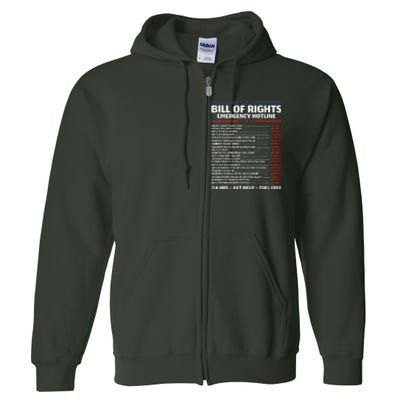 Bill Of Rights Emergency Hotline Amendments Of Constitution Full Zip Hoodie