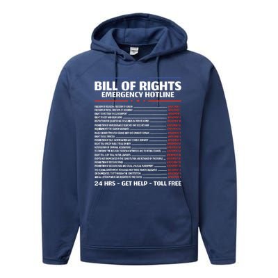 Bill Of Rights Emergency Hotline Amendments Of Constitution Performance Fleece Hoodie