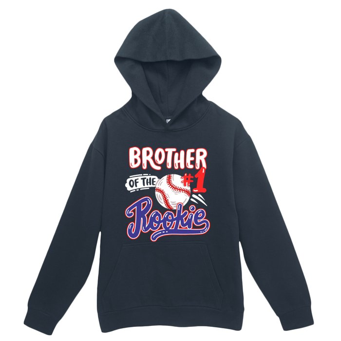 Brother Of Rookie 1st Baseball Birthday Party Theme Matching Urban Pullover Hoodie