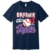 Brother Of Rookie 1st Baseball Birthday Party Theme Matching Premium T-Shirt