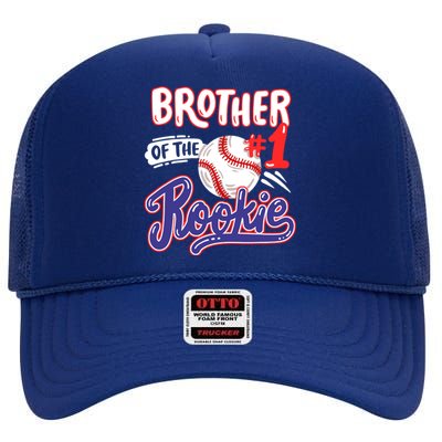 Brother Of Rookie 1st Baseball Birthday Party Theme Matching High Crown Mesh Back Trucker Hat