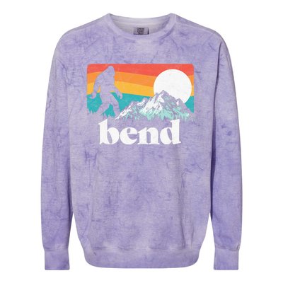 Bend Oregon Retro Bigfoot Mountains Colorblast Crewneck Sweatshirt