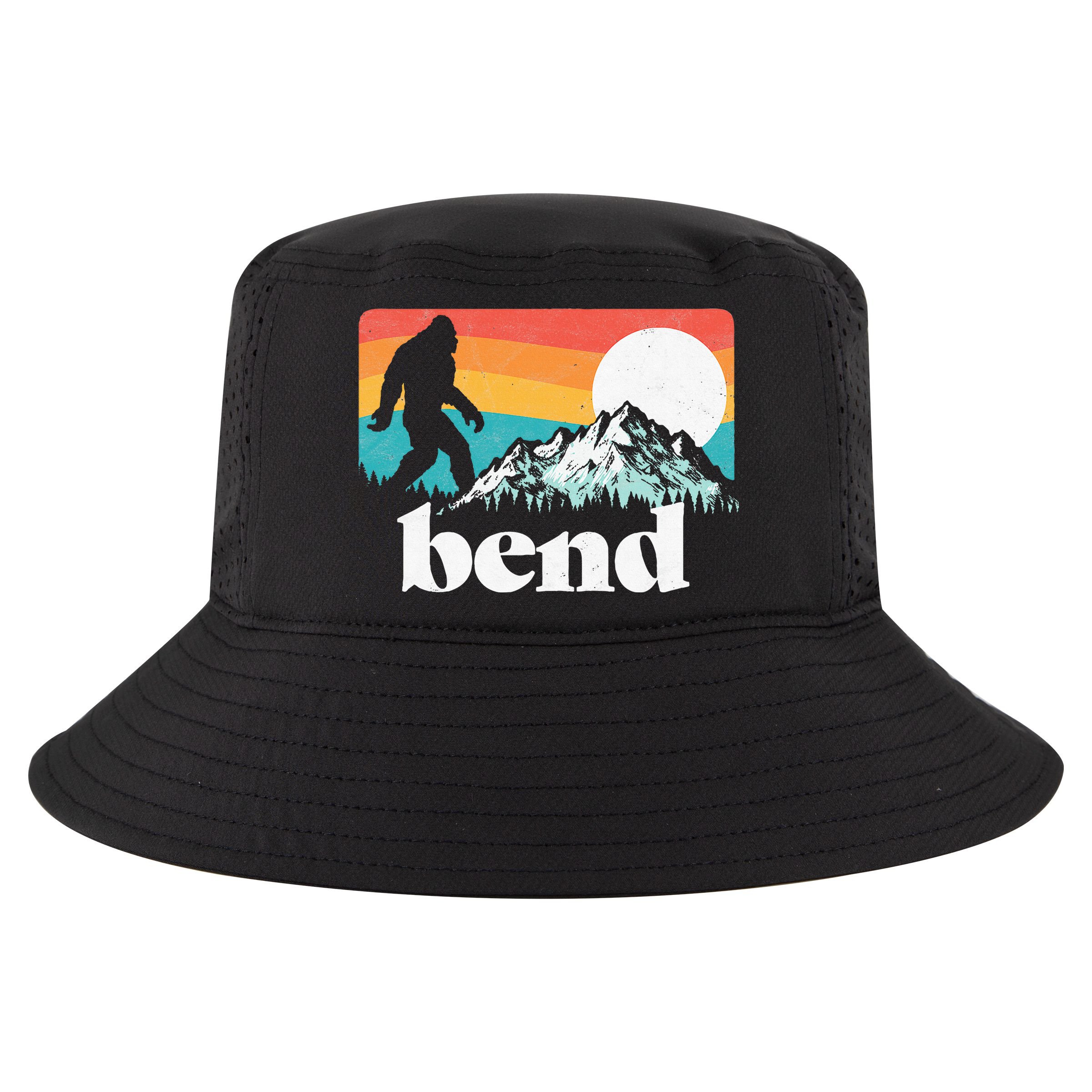 Bend Oregon Retro Bigfoot Mountains Cool Comfort Performance Bucket Hat