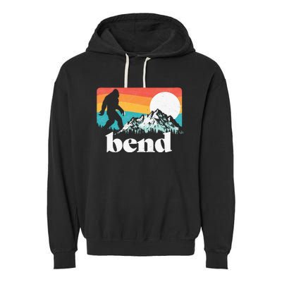 Bend Oregon Retro Bigfoot Mountains Garment-Dyed Fleece Hoodie