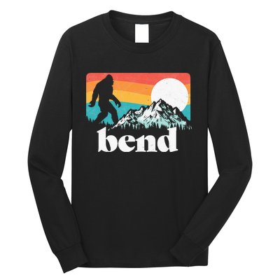 Bend Oregon Retro Bigfoot Mountains Long Sleeve Shirt