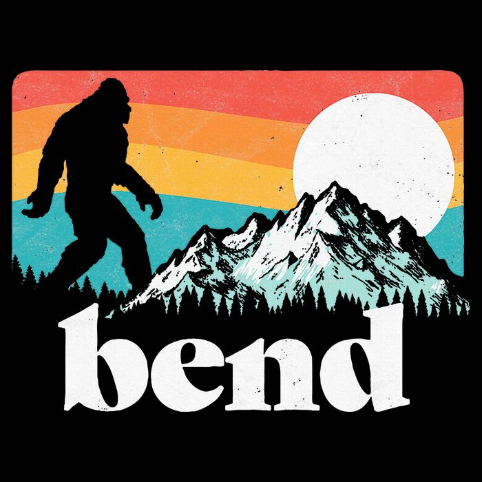 Bend Oregon Retro Bigfoot Mountains Bucket Hat