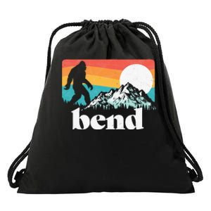 Bend Oregon Retro Bigfoot Mountains Drawstring Bag