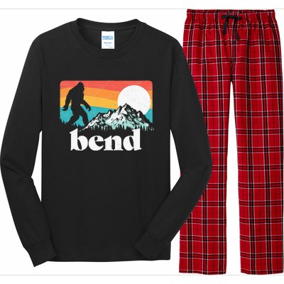 Bend Oregon Retro Bigfoot Mountains Long Sleeve Pajama Set