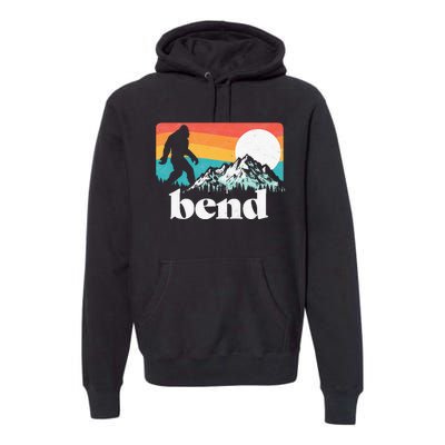 Bend Oregon Retro Bigfoot Mountains Premium Hoodie