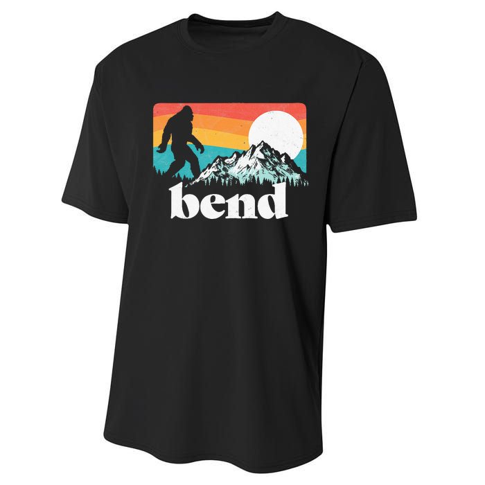 Bend Oregon Retro Bigfoot Mountains Performance Sprint T-Shirt