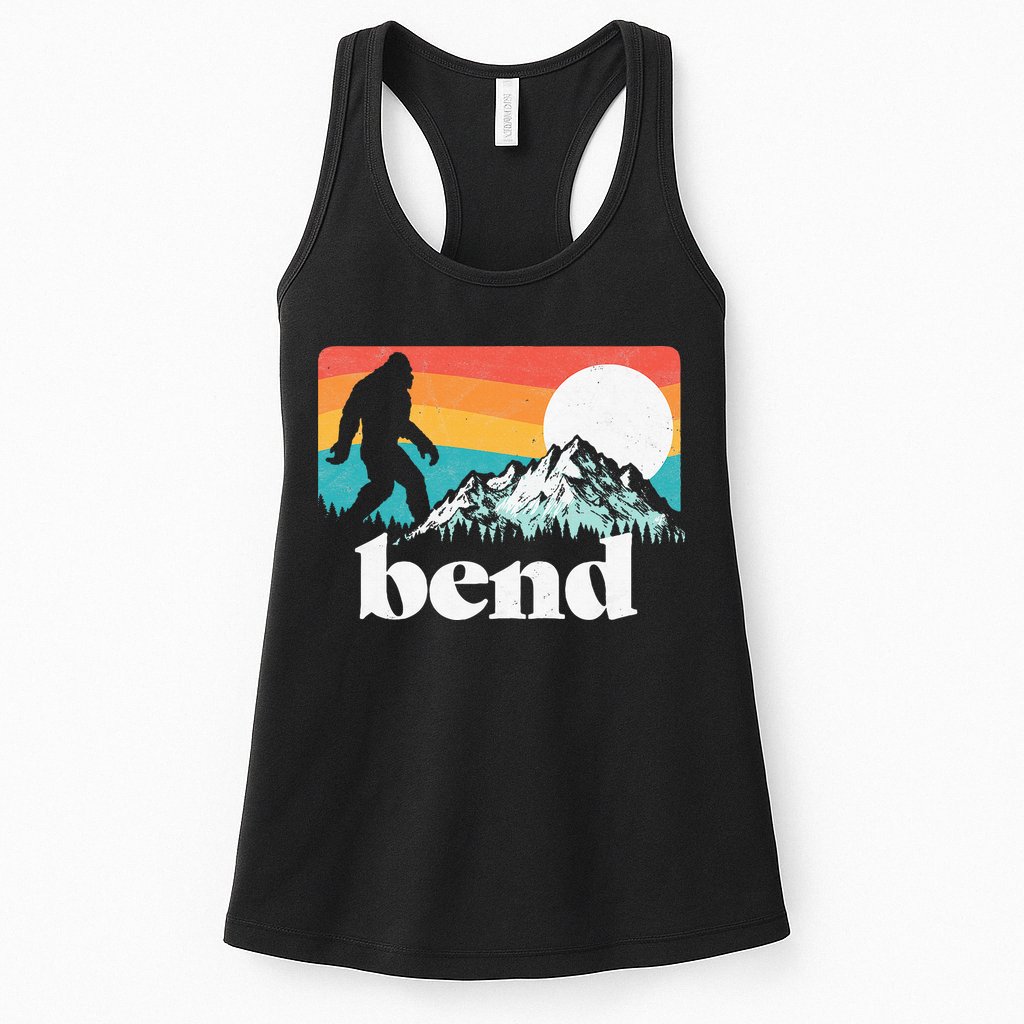Bend Oregon Retro Bigfoot Mountains Womens Tank Top