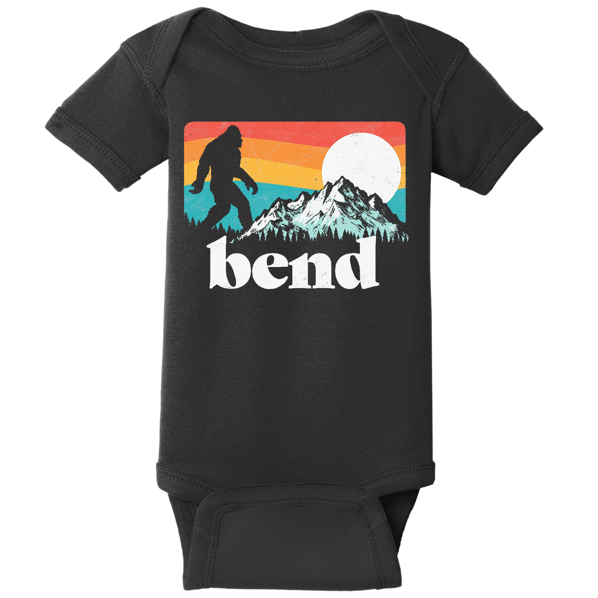 Bend Oregon Retro Bigfoot Mountains Baby Bodysuit