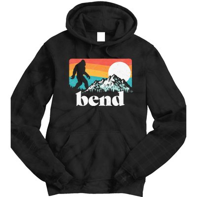 Bend Oregon Retro Bigfoot Mountains Tie Dye Hoodie