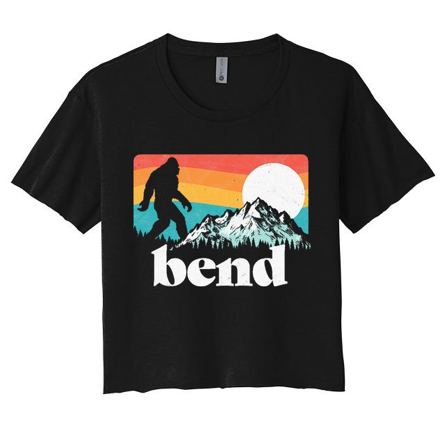 Bend Oregon Retro Bigfoot Mountains Women's Crop Top Tee